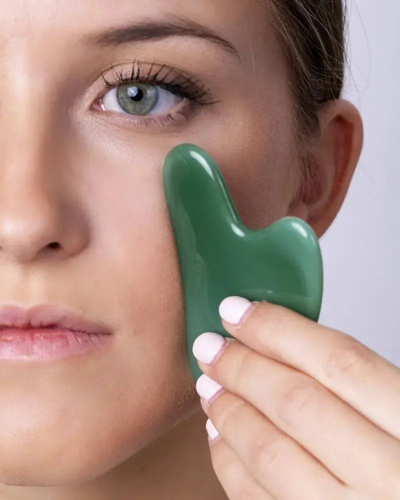 Herbal Glow Natural Jade Gua Sha Stone – Face & Neck Sculpting, Lymphatic Drainage, Anti-Aging Massage Tool Herbal Glow