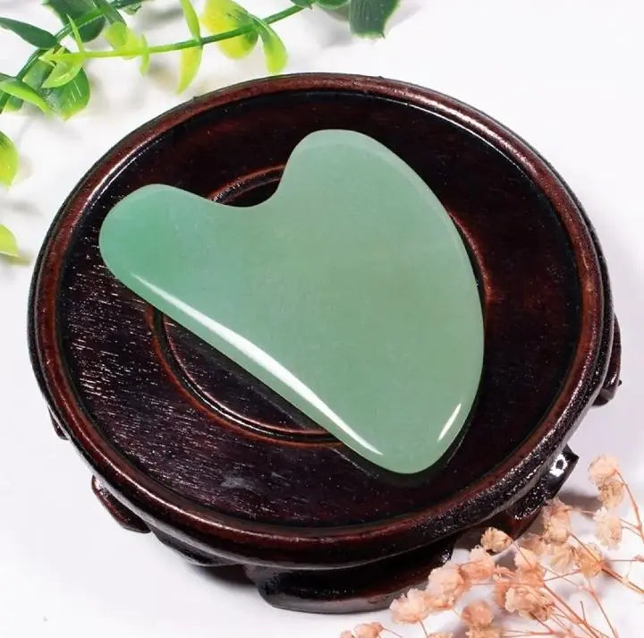 Herbal Glow Natural Jade Gua Sha Stone – Face & Neck Sculpting, Lymphatic Drainage, Anti-Aging Massage Tool Herbal Glow