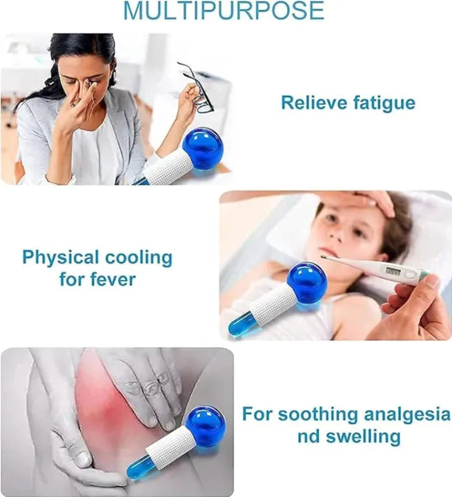 Herbal Glow Ice Crystal Face Roller Globes (2 Pcs) | Cold Facial Massager for Face & Neck | Anti-Puffiness & Skin Tightening