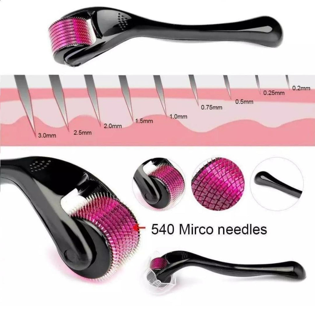 Herbal Glow Derma Roller 0.5mm | Hair & Skin Microneedling Tool with 540 Micro Needles | Anti-Aging & Skin Repair