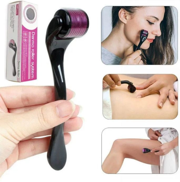 Herbal Glow Derma Roller 0.5mm | Hair & Skin Microneedling Tool with 540 Micro Needles | Anti-Aging & Skin Repair